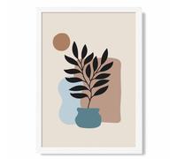 ARTZE Beige, Blue & Brown Boho Graphical Floral Framed Print SIZE: A3 with White Frame | Size: A2 ARTZE Brown A2