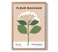 ARTZE Beige & Green Wildflower Flower Market Minimalist Framed Print SIZE: A4 with Oak Frame | Size: A3 ARTZE Green A3