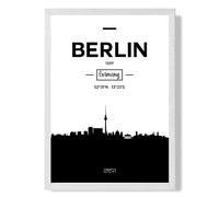 ARTZE Berlin Black & White City Skyline Framed Print SIZE: A3 with White Frame ARTZE Black A3