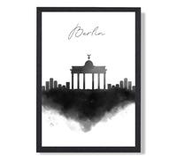ARTZE Berlin Watercolour Skyline City Framed Print SIZE: A2 with Black Frame | Size: A3 ARTZE Black A3