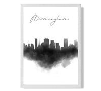 ARTZE Birmingham Watercolour Skyline City Framed Print SIZE: A3 with White Frame in Black | Size: A2 ARTZE Black A2