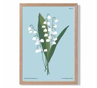 ARTZE Blue lilly of the Valley Flower Market Minimalist Framed Print SIZE: A4 with Oak Frame in Mid Blue | Size: A2 ARTZE Mid Blue A2