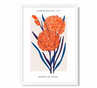 ARTZE Blue & Orange Allium Flower Market Exhibition Framed Print SIZE: A3 with White Frame | Size: A2 ARTZE Orange A2