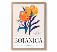 ARTZE Blue & Orange Florals Flower Market Exhibition Framed Print SIZE: A3 with Oak Frame | Size: A4 ARTZE Orange A4