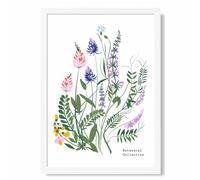 ARTZE Blue & Purple Wild Flowers Flower Market Simplicity Framed Print SIZE: A3 with White Frame in Mid Blue | Size: A4 ARTZE Mid Blue A4