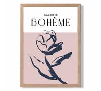 ARTZE Blush & Navy Blue Rose Boho Sketch Floral Framed Print SIZE: A3 with Oak Frame | Size: A2 ARTZE Navy A2