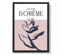 ARTZE Blush & Navy Blue Rose Boho Sketch Floral Framed Print SIZE: A4 with Black Frame | Size: A3 ARTZE Navy A3