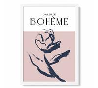 ARTZE Blush & Navy Blue Rose Boho Sketch Floral Framed Print SIZE: A4 with White Frame ARTZE Navy A4