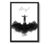 ARTZE Brazil Watercolour Skyline City Framed Print SIZE: A2 with Black Frame | Size: A3 ARTZE Black A3