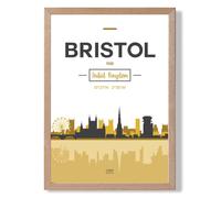 ARTZE Bristol Yellow & Black City Skyline Framed Print SIZE: A3 with Oak Frame | Size: A4 ARTZE Yellow A4