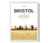 ARTZE Bristol Yellow & Black City Skyline Framed Print SIZE: A3 with White Frame | Size: A2 ARTZE Yellow A2
