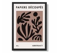 ARTZE Brown & Black Matisse Style Floral Cutout Framed Print SIZE: A2 with Black Frame | Size: A3 ARTZE Brown A3