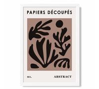 ARTZE Brown & Black Matisse Style Floral Cutout Framed Print SIZE: A4 with White Frame ARTZE Brown A4