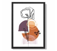 ARTZE Carnation Floral Line Art with Boho Purple & Orange Shapes Framed Print SIZE: A3 with Black Frame | Size: A4 ARTZE Purple A4