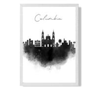 ARTZE Columbia Watercolour Skyline City Framed Print SIZE: A2 with White Frame in Black | Size: A4 ARTZE Black A4