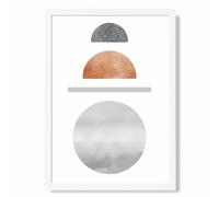 ARTZE Copper & Grey Semi Circles Mid Century Geometric Framed Print SIZE: A2 with White Frame | Size: A4 ARTZE Copper A4