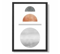 ARTZE Copper & Grey Semi Circles Mid Century Geometric Framed Print SIZE: A4 with Black Frame | Size: A3 ARTZE Copper A3