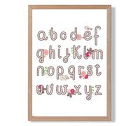 ARTZE Cute Alphabet with Pink Flowers Framed Print SIZE: A2 with Oak Frame | Size: A3 ARTZE Pink A3