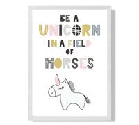 ARTZE Cute Be a Unicorn Scandi Animal Framed Print SIZE: A2 with White Frame in Pink | Size: A3 ARTZE Pink A3