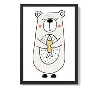 ARTZE Cute Beige Bear Scandi Animal Framed Print SIZE: A3 with Black Frame | Size: A2 ARTZE Beige A2
