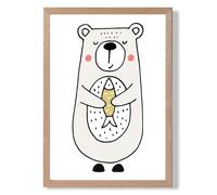 ARTZE Cute Beige Bear Scandi Animal Framed Print SIZE: A3 with Oak Frame | Size: A4 ARTZE Beige A4