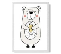 ARTZE Cute Beige Bear Scandi Animal Framed Print SIZE: A3 with White Frame | Size: A2 ARTZE Beige A2