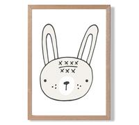 ARTZE Cute Beige Rabbit Scandi Animal Framed Print SIZE: A3 with Oak Frame ARTZE Beige A3