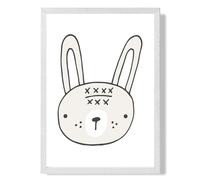 ARTZE Cute Beige Rabbit Scandi Animal Framed Print SIZE: A3 with White Frame ARTZE Beige A3