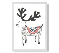ARTZE Cute Beige Reindeer Scandi Animal Framed Print SIZE: A2 with White Frame | Size: A4 ARTZE Beige A4