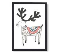 ARTZE Cute Beige Reindeer Scandi Animal Framed Print SIZE: A3 with Black Frame | Size: A4 ARTZE Beige A4