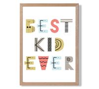 ARTZE Cute Best Ever Kid Scandi Quote Framed Print SIZE: A2 with Oak Frame in Yellow | Size: A3 ARTZE Yellow A3