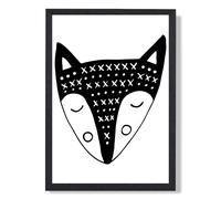 ARTZE Cute Black Fox Scandi Animal Framed Print SIZE: A2 with Black Frame | Size: A4 ARTZE Black A4