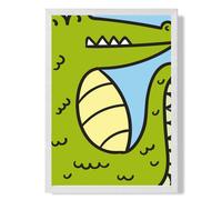 ARTZE Cute Cartoon Style Crocodile Framed Print SIZE: A4 with White Frame in Bright Green | Size: A2 ARTZE Bright Green A2