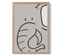 ARTZE Cute Cartoon Style Elephant Framed Print SIZE: A2 with Oak Frame in Grey | Size: A3 ARTZE Grey A3