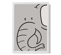 ARTZE Cute Cartoon Style Elephant Framed Print SIZE: A2 with White Frame in Grey | Size: A3 ARTZE Grey A3