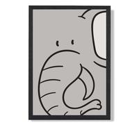 ARTZE Cute Cartoon Style Elephant Framed Print SIZE: A3 with Black Frame in Grey ARTZE Grey A3