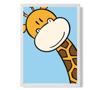 ARTZE Cute Cartoon Style Giraffe Face Framed Print SIZE: A2 with White Frame in Brown ARTZE Brown A2