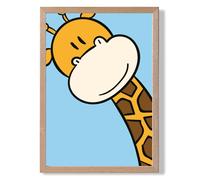 ARTZE Cute Cartoon Style Giraffe Face Framed Print SIZE: A3 with Oak Frame in Brown | Size: A4 ARTZE Brown A4