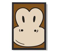 ARTZE Cute Cartoon Style Monkey Face Framed Print SIZE: A4 with Black Frame in Brown | Size: A3 ARTZE Brown A3