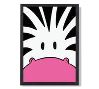 ARTZE Cute Cartoon Style Zebra Face Framed Print SIZE: A2 with Black Frame ARTZE Black A2