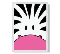 ARTZE Cute Cartoon Style Zebra Face Framed Print SIZE: A2 with White Frame in Black ARTZE Black A2