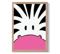 ARTZE Cute Cartoon Style Zebra Face Framed Print SIZE: A4 with Oak Frame in Black | Size: A2 ARTZE Black A2
