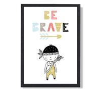 ARTZE Cute Colourful Be Brave Little Boy Scandi Quote Framed Print SIZE: A3 with Black Frame in Pale Blue | Size: A4 ARTZE Pale Blue A4