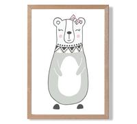 ARTZE Cute Grey Mama Bear Scandi Animal Framed Print SIZE: A3 with Oak Frame | Size: A2 ARTZE Grey A2