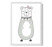 ARTZE Cute Grey Mama Bear Scandi Animal Framed Print SIZE: A3 with White Frame | Size: A2 ARTZE Grey A2