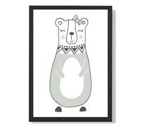 ARTZE Cute Grey Mama Bear Scandi Animal Framed Print SIZE: A4 with Black Frame | Size: A2 ARTZE Grey A2