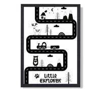 ARTZE Cute Little Explorer Map Scandi Framed Print SIZE: A3 with Black Frame | Size: A2 ARTZE Black A2