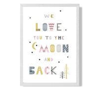 ARTZE Cute Love you to the Moon Pink Scandi Quote Framed Print SIZE: A4 with White Frame | Size: A3 ARTZE Pink A3
