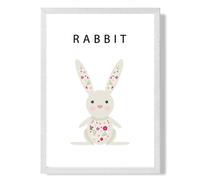 ARTZE Cute Pink Floral Rabbit Framed Print SIZE: A4 with White Frame | Size: A3 ARTZE Pink A3