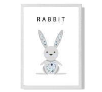 ARTZE Cute Rabbit with Blue Stars Framed Print SIZE: A2 with White Frame in Pale Blue ARTZE Pale Blue A2
